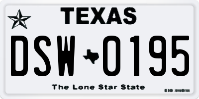 TX license plate DSW0195