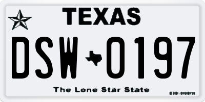 TX license plate DSW0197