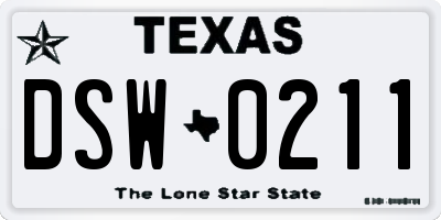 TX license plate DSW0211