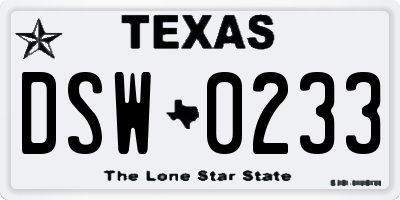 TX license plate DSW0233
