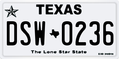 TX license plate DSW0236