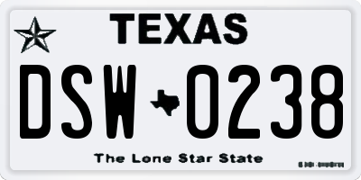 TX license plate DSW0238