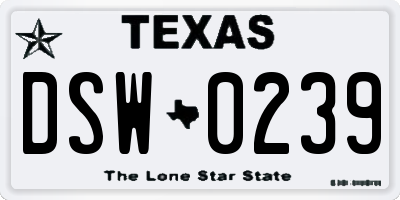 TX license plate DSW0239
