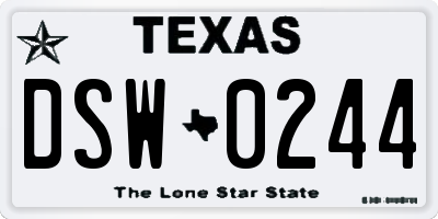 TX license plate DSW0244