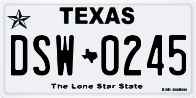 TX license plate DSW0245