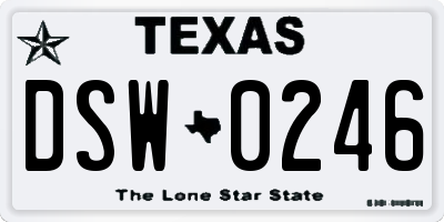 TX license plate DSW0246