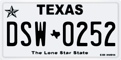 TX license plate DSW0252
