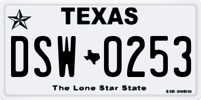 TX license plate DSW0253