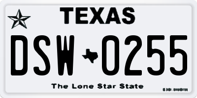TX license plate DSW0255