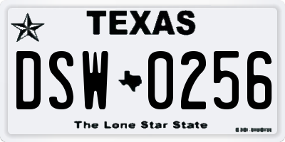 TX license plate DSW0256