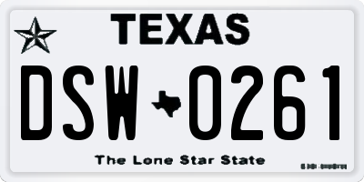 TX license plate DSW0261