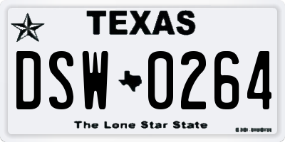TX license plate DSW0264