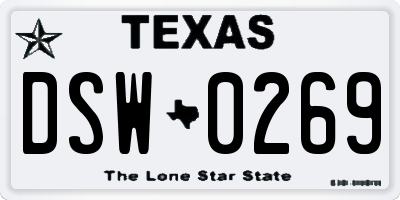 TX license plate DSW0269