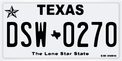 TX license plate DSW0270