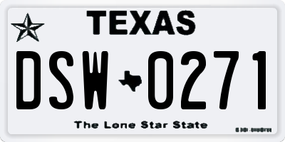 TX license plate DSW0271
