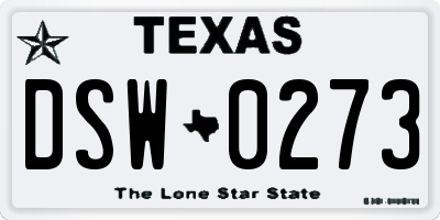 TX license plate DSW0273