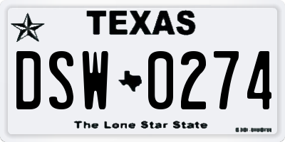 TX license plate DSW0274