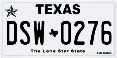TX license plate DSW0276