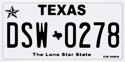 TX license plate DSW0278