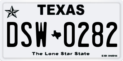 TX license plate DSW0282