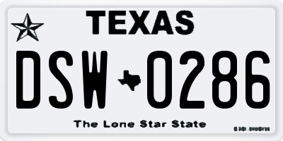 TX license plate DSW0286