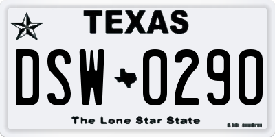 TX license plate DSW0290