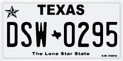 TX license plate DSW0295