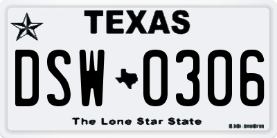 TX license plate DSW0306