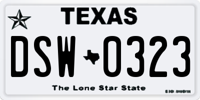 TX license plate DSW0323