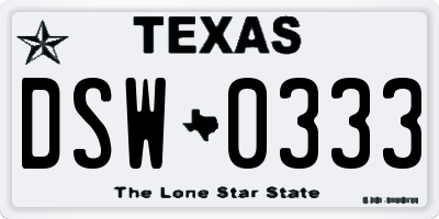 TX license plate DSW0333