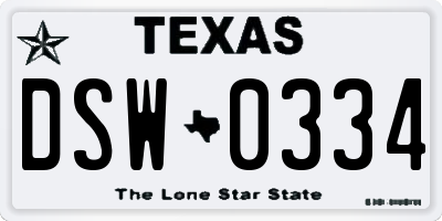 TX license plate DSW0334