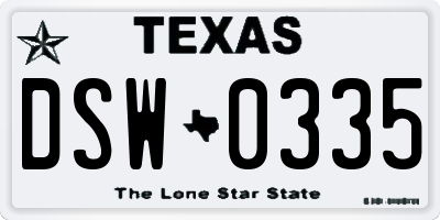 TX license plate DSW0335