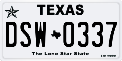 TX license plate DSW0337