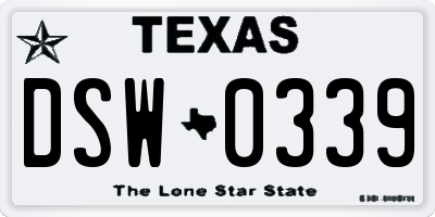 TX license plate DSW0339