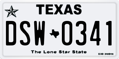 TX license plate DSW0341