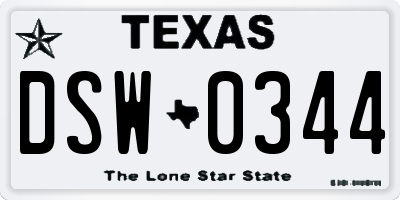 TX license plate DSW0344