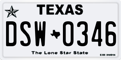 TX license plate DSW0346