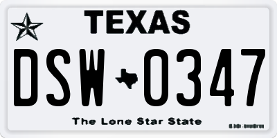 TX license plate DSW0347