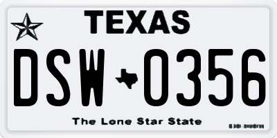 TX license plate DSW0356