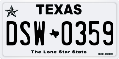 TX license plate DSW0359