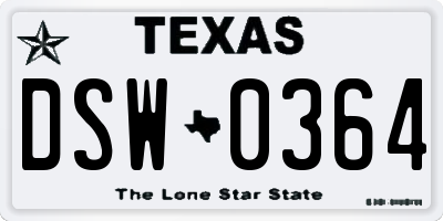 TX license plate DSW0364