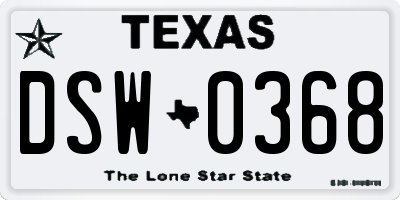 TX license plate DSW0368
