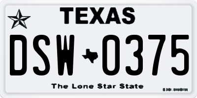 TX license plate DSW0375