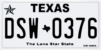TX license plate DSW0376