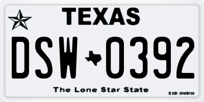 TX license plate DSW0392