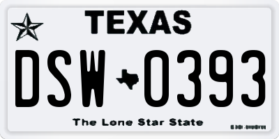 TX license plate DSW0393