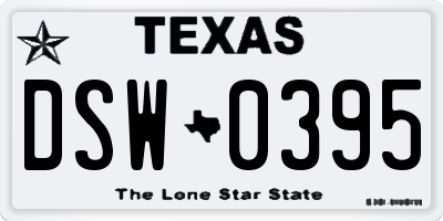 TX license plate DSW0395