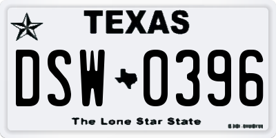 TX license plate DSW0396