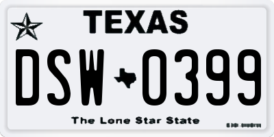 TX license plate DSW0399