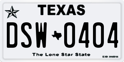 TX license plate DSW0404